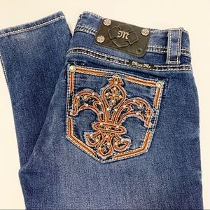 Miss Me skinny orange fleur de lis jeans JP5567g4